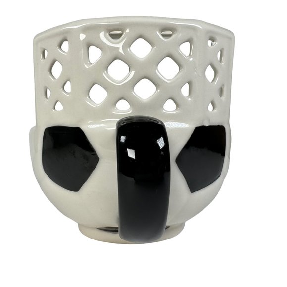 3D Soccer Ball & Net Mug Dish Coffee Cup Soup Bowl Maxi's Creations White Black - Picture 5 of 12